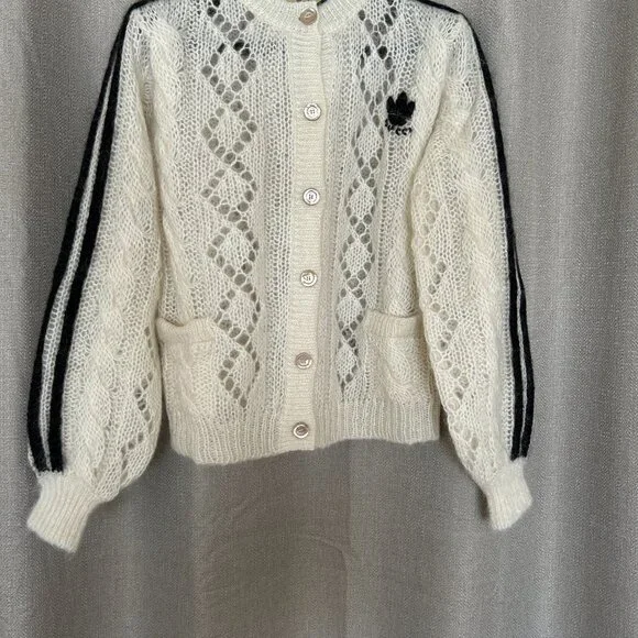 NWT Gucci X Adidas Ivory Mohair Knit Button Front Cardigan XS - Picture 2 of 16